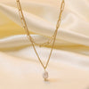Wholesale Women's Highend Stylish Light Luxury Geometric Titanium Steel 18K Gold Plated Multilayer Ochain Necklace