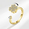Wholesale Women's Highgrade Lucky Flower Rotatable Ring Copper With Diamond And Zircon Inlay
