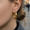 Wholesale Women's Highpolish Geometric Cshaped Hoop Stainless Steel Earrings With Gold Electroplating