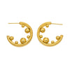 Wholesale Women's Highpolish Geometric Cshaped Hoop Stainless Steel Earrings With Gold Electroplating