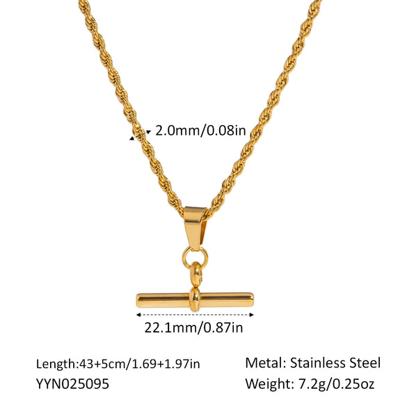 Wholesale Women's Hip Hop Fashion Geometric Pendant Necklace With Cuban Chain Stainless Steel Jewelry Pvd Furnace Vacuum Real Gold Plated