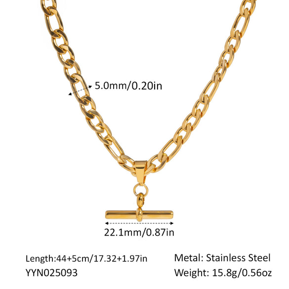 Wholesale Women's Hip Hop Fashion Geometric Pendant Necklace With Cuban Chain Stainless Steel Jewelry Pvd Furnace Vacuum Real Gold Plated