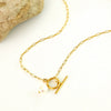 Wholesale Women's Hip Hop Stainless Steel Baroque Pearl Pendant Necklace With Geometric Pattern And Gold Plated Bamboo Chain