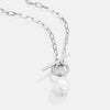 Wholesale Women's Hip Hop Stainless Steel Baroque Pearl Pendant Necklace With Geometric Pattern And Gold Plated Bamboo Chain