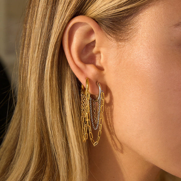 Wholesale Women's Hip Hop Style Geometric Stainless Steel Earrings With 18K Gold Pvd Plating