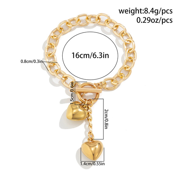 Wholesale Women's Hip Hop Style Iron Chain Alloy Heart Shape Pendant Necklace With Electroplating Treatment