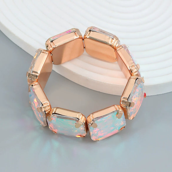 Wholesale Women's Hiphop Alloy Bracelet With Geometric Design And Diamond Accents