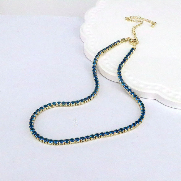 Wholesale Women's Hiphop Geometric Zircon And Copper Necklace With Electroplating And Inlay Technique