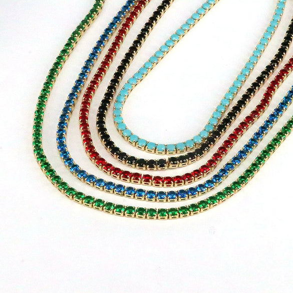 Wholesale Women's Hiphop Geometric Zircon And Copper Necklace With Electroplating And Inlay Technique