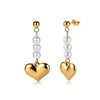 Wholesale Women's Hiphop Long Heartshaped Geometric Stainless Steel Electroplated 925 Silver Ear Clips Earrings