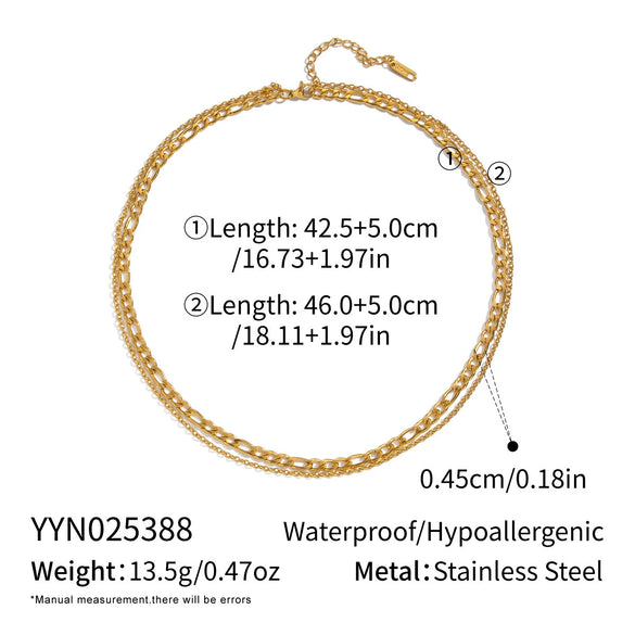 Wholesale Women's Hiphop Punk Casual Doublelayer Geometric Chain Necklace Stainless Steel 18K Real Gold Plated By Pvd Furnace Vacuum