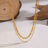 Wholesale Women's Hiphop Punk Casual Doublelayer Geometric Chain Necklace Stainless Steel 18K Real Gold Plated By Pvd Furnace Vacuum
