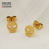 Wholesale Women's Hiphop Skull And Heart Hollowout Goldplated Stainless Steel Earrings