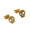 Wholesale Women's Hiphop Skull And Heart Hollowout Goldplated Stainless Steel Earrings
