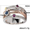 Wholesale Women's Hiphop Style Copper Ring With Geometric Lines And Multicolor Zircon Inlay