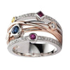Wholesale Women's Hiphop Style Copper Ring With Geometric Lines And Multicolor Zircon Inlay