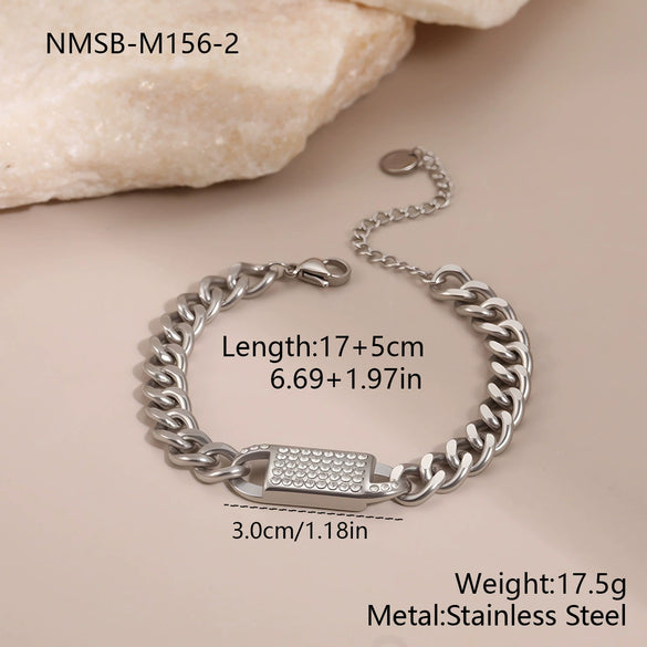 Wholesale Women's Hiphop Style Geometric Stainless Steel 18K Gold Electroplated Bracelet