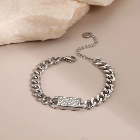 Wholesale Women's Hiphop Style Geometric Stainless Steel 18K Gold Electroplated Bracelet