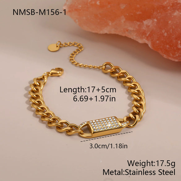 Wholesale Women's Hiphop Style Geometric Stainless Steel 18K Gold Electroplated Bracelet