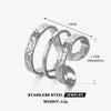 Wholesale Women's Hiphop Style Stainless Steel 3Layer Line Open Ring 18K Gold Plated