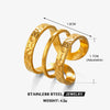 Wholesale Women's Hiphop Style Stainless Steel 3Layer Line Open Ring 18K Gold Plated