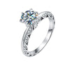 Wholesale Women's Hollow Fanshaped 925 Silver Moissanite Ring With Sixclaw And Electroplating