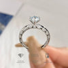 Wholesale Women's Hollow Fanshaped 925 Silver Moissanite Ring With Sixclaw And Electroplating