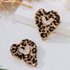 Wholesale Women's Hollow Heart And Flower Pattern Leopard Print Alloy Electroplated Earrings Accessories