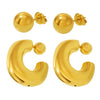 Wholesale Women's Hollow Hightexture Fine Steel Ball Earrings With U Shape Geometric Pattern Pvd Plated