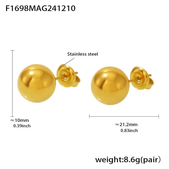 Wholesale Women's Hollow Hightexture Fine Steel Ball Earrings With U Shape Geometric Pattern Pvd Plated
