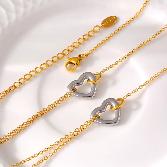 Wholesale Women's Hollow Love Bracelet Necklace Stainless Steel Electroplated With Heart And Geometric Patterns
