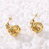 Wholesale Women's Hollow Love Exaggerated Earrings In Cashew Nuts Shape Stainless Steel With 18K Vacuum Plating In Furnace Heart And Geometric Patterns