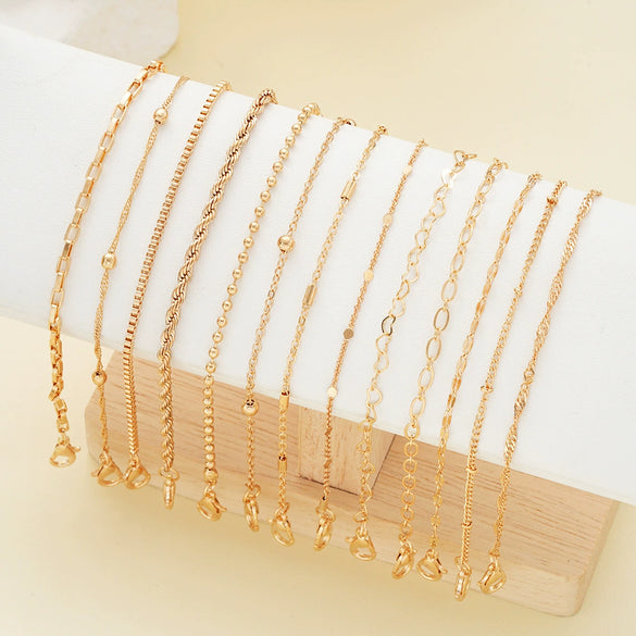 Wholesale Women's Hollow Love Round Bead Twist Chain Bracelet Alloy Heart Pattern Electroplated