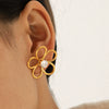 Wholesale Women's Hollow Stainless Steel Geometric Flower Zircon Inlaid Earrings