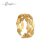 Wholesale Women's Hollow Three Layer Fish Geometric Stainless Steel Ring With 18K Gold Electroplating