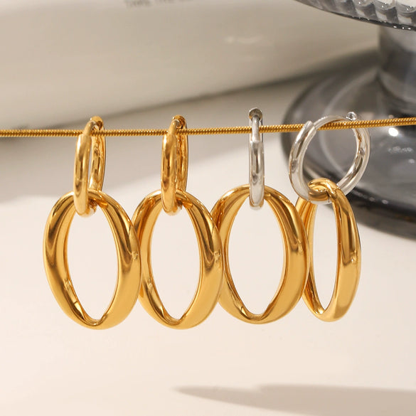 Wholesale Women's Hoop Earrings Stainless Steel Titanium Steel Geometric Pvd Vacuum Plating