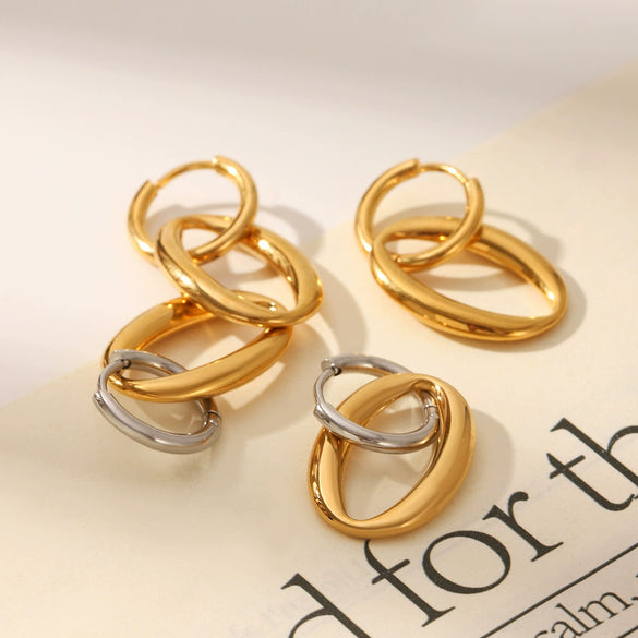 Wholesale Women's Hoop Earrings Stainless Steel Titanium Steel Geometric Pvd Vacuum Plating