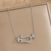 Wholesale Women's Horseshoe Buckle Titanium Steel Clavicle Chain With Geometric Pattern And Microinlaid Diamonds Set With Diamonds And Electroplated In Vacuum Furnace