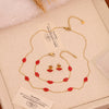 Wholesale Women's Ice Cute Red Lips Love Heart Shape Titanium Steel Necklace Set With Vacuum Plating In Furnace For Accessories