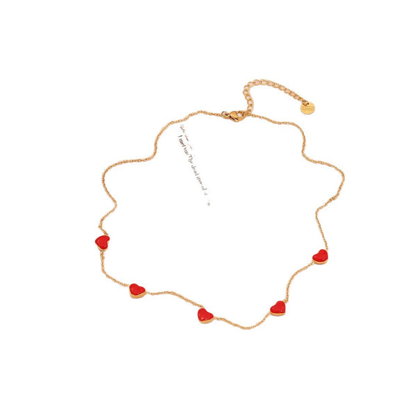 Wholesale Women's Ice Cute Red Lips Love Heart Shape Titanium Steel Necklace Set With Vacuum Plating In Furnace For Accessories