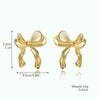 Wholesale Women's Imitation Pearl Beaded Bow Earrings Simple Style