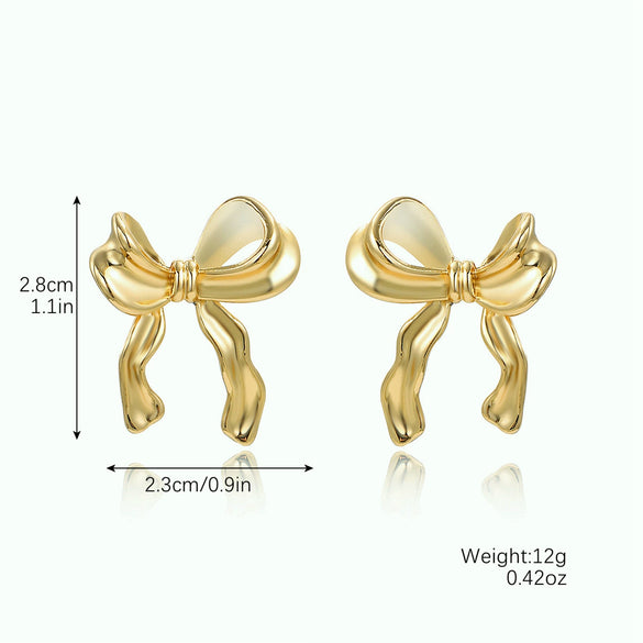 Wholesale Women's Imitation Pearl Beaded Bow Earrings Simple Style