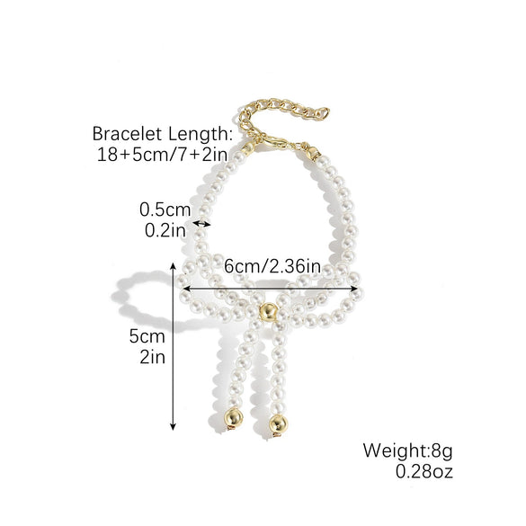 Wholesale Women's Imitation Pearl Beaded Bow Earrings Simple Style