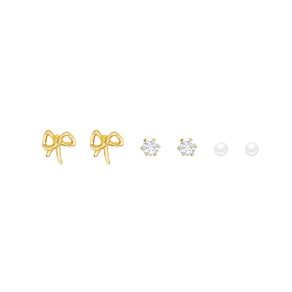 Wholesale Women's Imitation Pearl Bow Tie Earrings With Electroplating