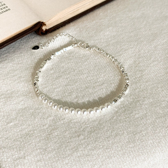 Wholesale Women's Imitation Pearl Bracelet With Geometric Pattern And Electroplating Treatment