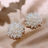 Wholesale Women's Imitation Pearl Flower Earrings French Retro Style