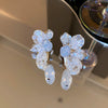Wholesale Women's Imitation Pearl Flower Earrings French Retro Style