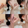 Wholesale Women's Imitation Pearl Flower Earrings French Retro Style