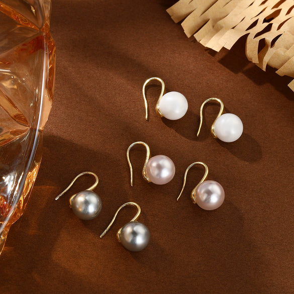 Wholesale Women's Imitation Pearl Geometric Ear Hook Earrings Simple Design