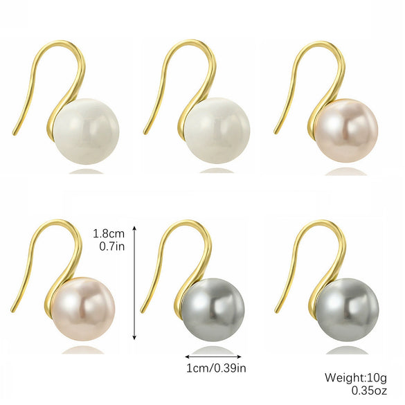 Wholesale Women's Imitation Pearl Geometric Ear Hook Earrings Simple Design